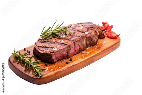 roasted beef steak with vegetables isolated on white or transparent png photo