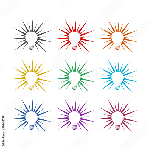 Bright new idea  icon isolated on white background. Set icons colorful