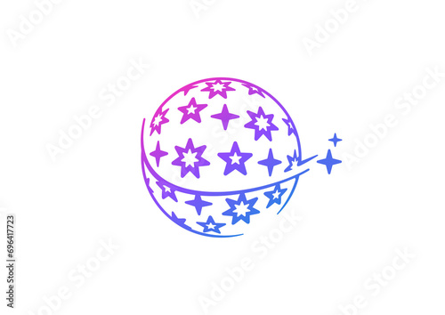 Star globe shape with a star flying around