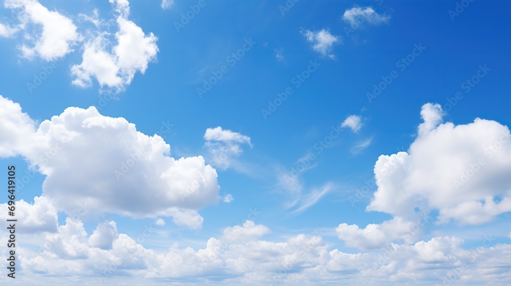 Blue sky background with clouds. Created with Generative AI - obrazy, fototapety, plakaty 
