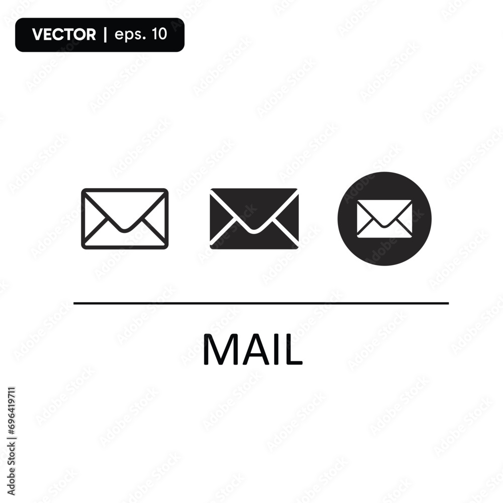 mail icon, mail icon or message file sender, 3 types of icons with a