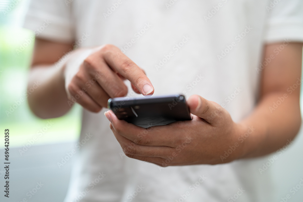 Teenage using social media with mobile phone, chat, website, shopping online. Teenage using social media with mobile phone, chat, website, shopping online.