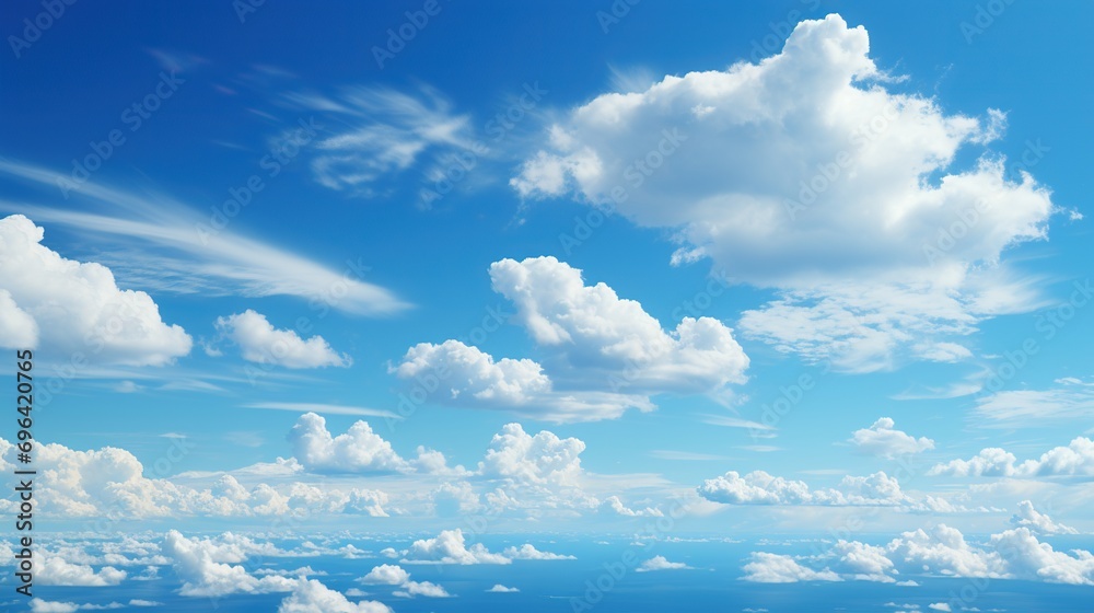 Blue sky background with clouds. Created with Generative AI Blue sky background with clouds. Created with Generative AI