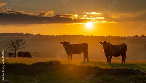 cows in sunset