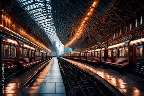 trainstaton in the foreign countries  luxurious railway station fully cleaned and furnishes abstract backgeound  photo