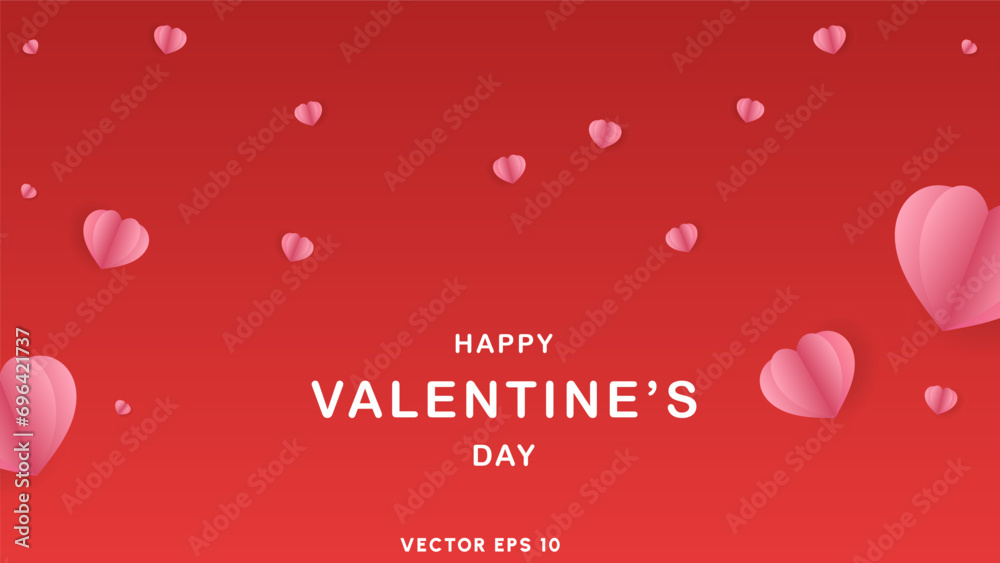Valentine's Day Background on red background , Flat Modern design , illustration Vector EPS 10