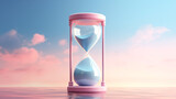Fashionable Earth's Hourglass Global warming concept on pastel blue background, bright pastel colors, hourglass with sand