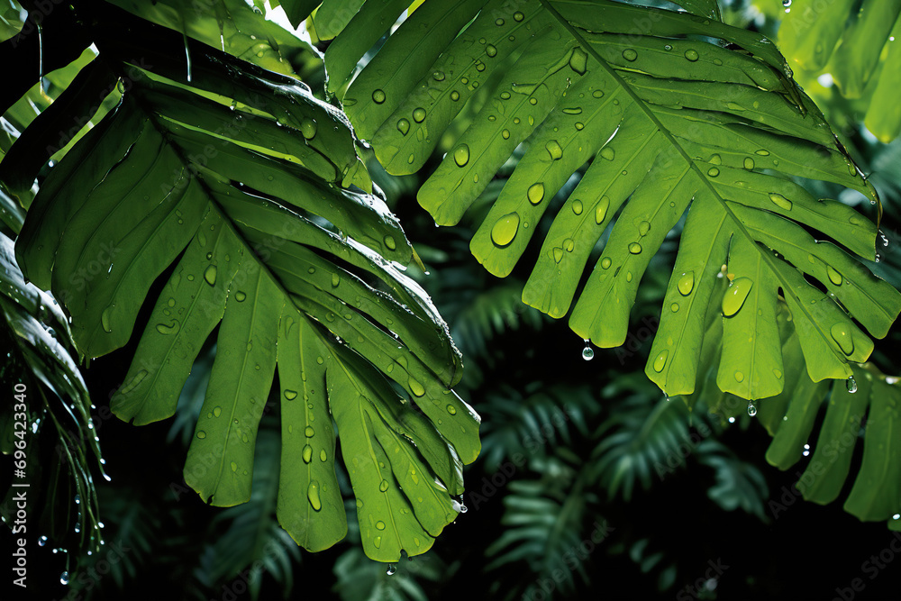 Obraz premium leaf with water drops. Generative Ai