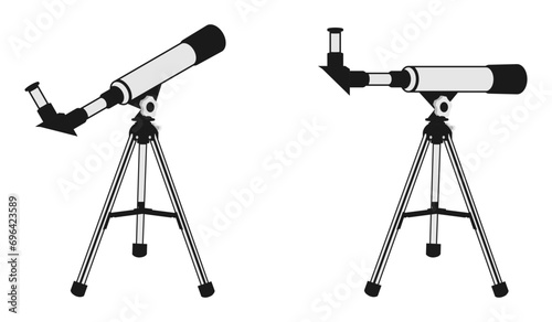 telescope astronomical vector. modern telescope for observing stars, planets, Moon, celestial objects in the sky. vector illustration isolated on white background.