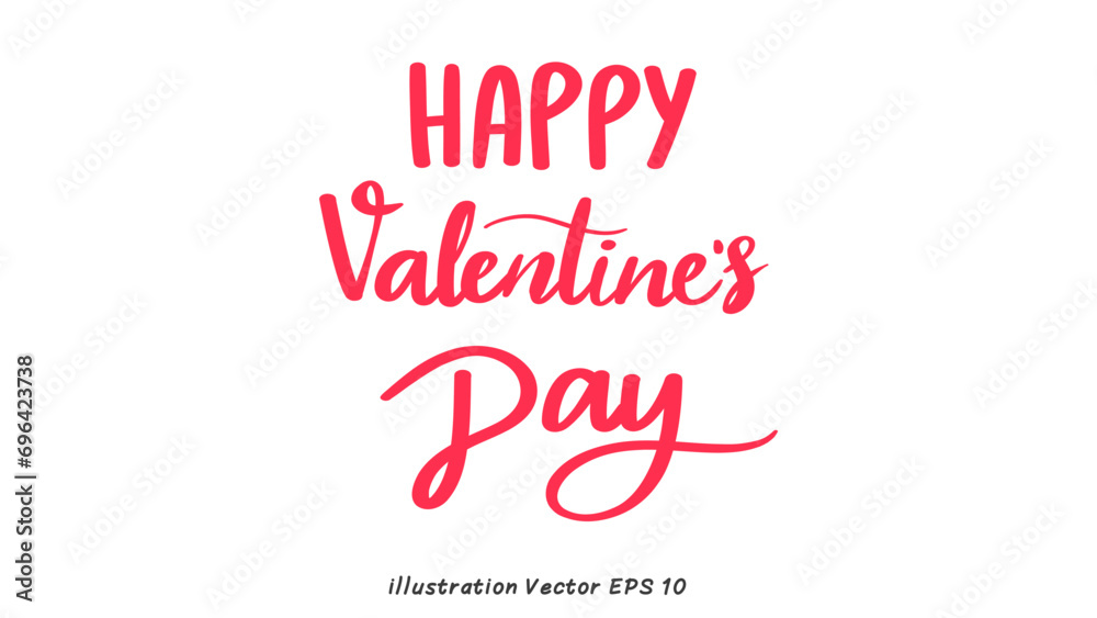 Happy Valentine's Day Handwriting  on white background , Flat Modern design , illustration Vector EPS 10