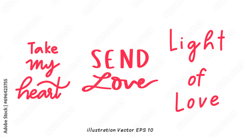 Valentine's Day ,hand lettering on white background , Flat Modern design , illustration Vector EPS 10