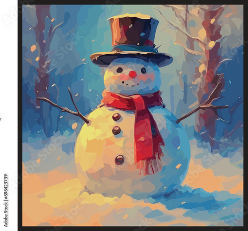 Winter Snowman design Ai generated