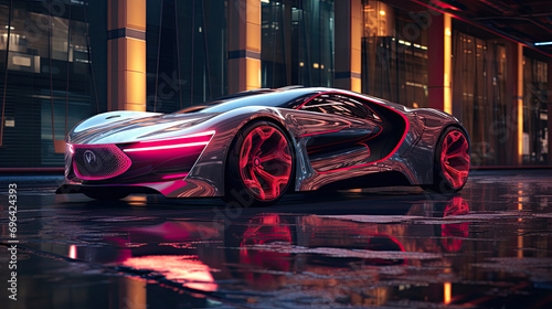 Future Car Banner Night city
