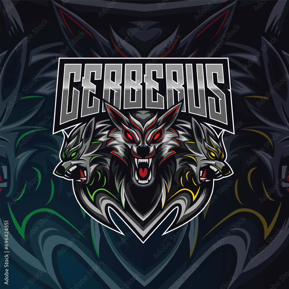 Cerberus Wolf E-sport logo design template