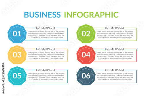 Business infographic Vector Powerpoint template with 6 step