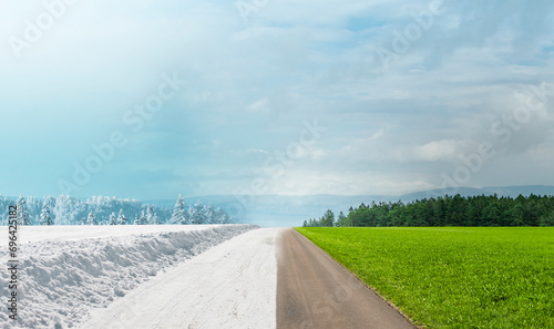 Jahreszeitenwechsel von Winter zu Frühling und sommer