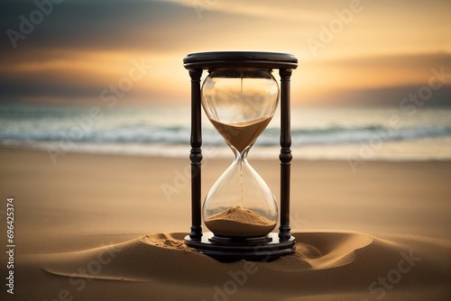 An hourglass with sand running out, emphasizing the time limit