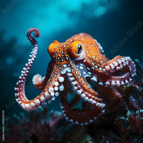 macro photography of octopus at the deep sea © azone