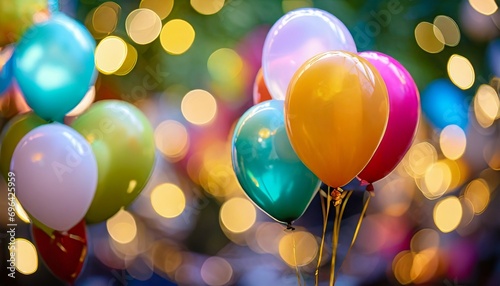 vibrantly hued balloons against a blurred bokeh backdrop generative ai
