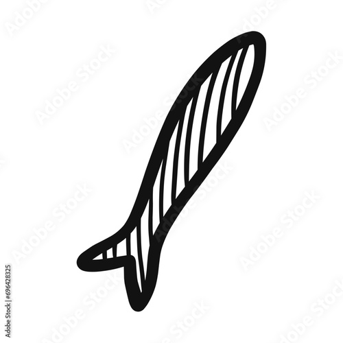 black Fish Line Organic Art Hand Draw Vector