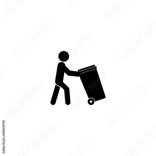 Man putting his bin out icon  isolated on white background