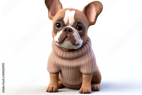 funny cartoon french bulldog sitting dog photo
