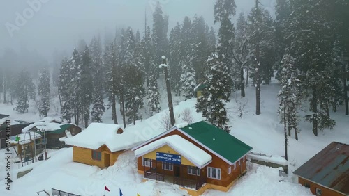 Heavy Snowfall Aerial view of Kashmir Valley in Winter  Season  photo