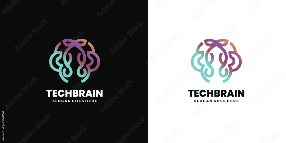 Brain Logo Design Illustration, Technology Logo Design template