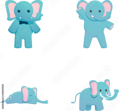 Baby elephant icons set cartoon vector. Cute elephant. Cartoon character