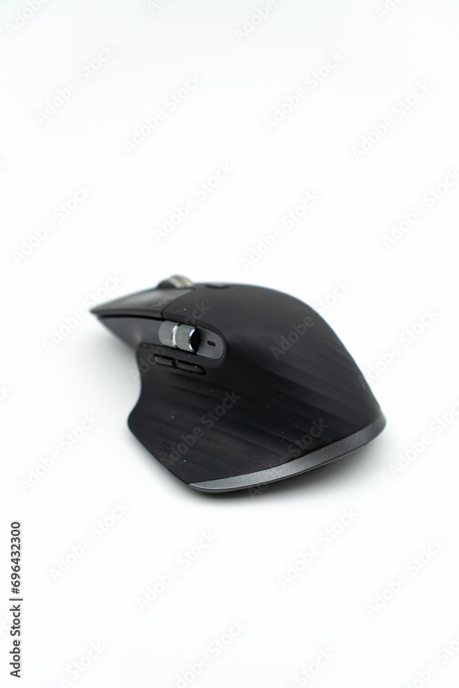 black computer mouse on white from back black computer mouse on white from back