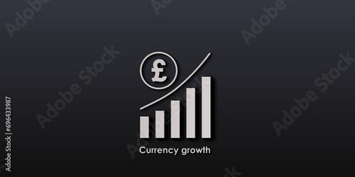 Vector illustration. Currency growth concept. Finance, Economics, Trade and Investment,   Pound Sterling. Poster or banner for the site. photo