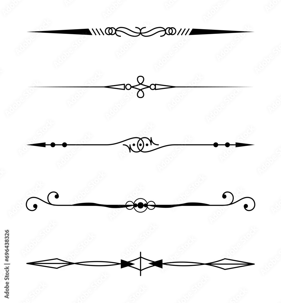 Collection of calligraphic ornamental dividers