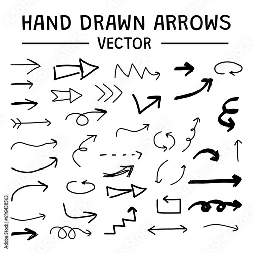 Hand drawn arrow collection, Vector arrows hand drawn set
