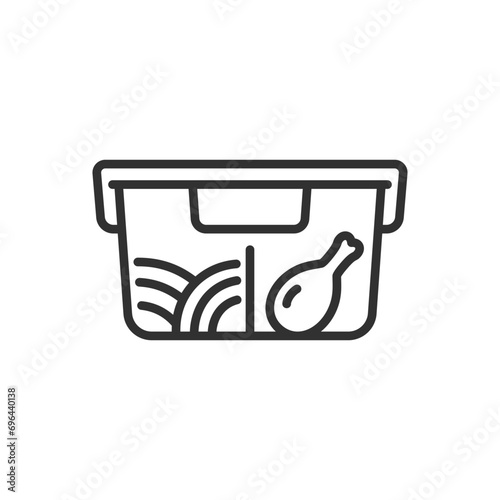 Food container, linear icon. Food to go. Line with editable stroke