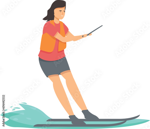 Water skiing icon cartoon vector. Sea beach activity. Person swim