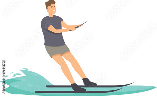 Boy water skiing icon cartoon vector. Board surfer. Active equipment