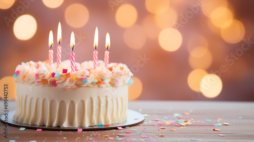 Cake with five candles for child s birthday