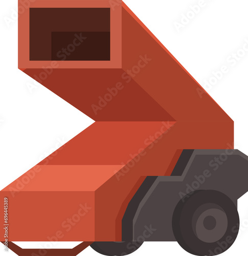Red garden shredder icon cartoon vector. Chipper tool. Pump foliage grinder