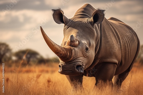 Rhinoceros portrait on the savanna 