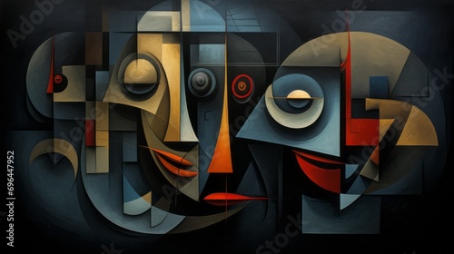 face of a woman in cubist style on black background