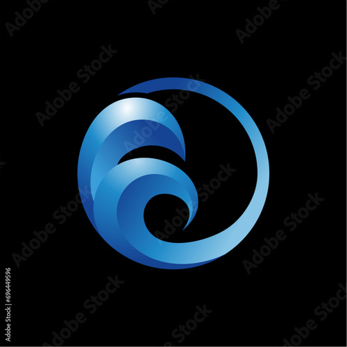 ocean waves logo in letter o concept