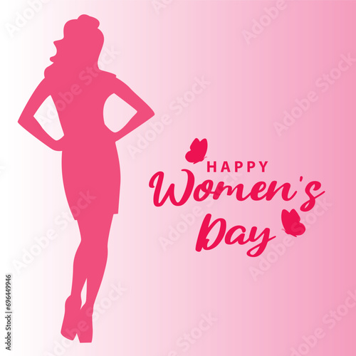 happy women's day in silhouette design