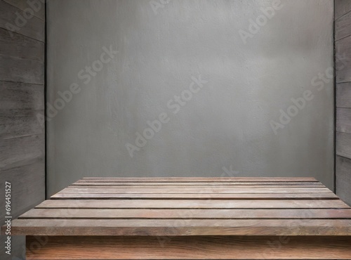 Empty wooden shelf table background for product display  with copy space for text  design and or logo