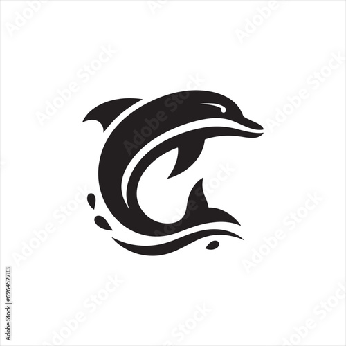 dolphin silhouette: Coastal Carnival, Jumping Dolphins, and Oceanic Festivities in Animated Silhouettes - Minimallest fish black vector 