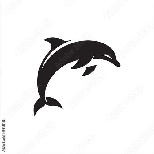 dolphin silhouette  Dynamic Depths  Deep Diving Dolphins  and Submerged Marine Shadows in Mystical Silhouettes - Minimallest fish black vector 