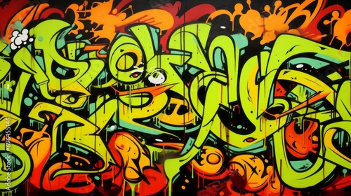 graffiti style on chartreuse background