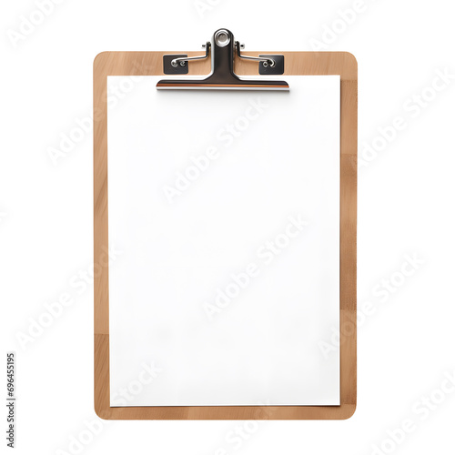 Top view of clean checklist or clipboard without background. Ready for mockup