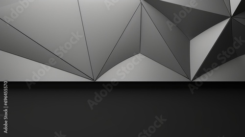  Abstract background with black wall and 3d gray geometric pattern wallpaper. 