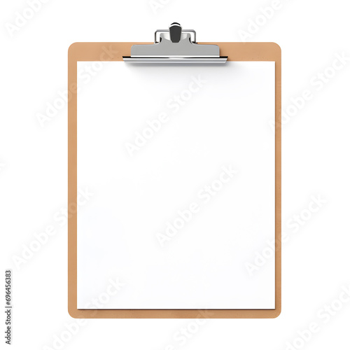 Top view of clean checklist or clipboard without background. Ready for mockup