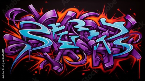 background of illustation in graffiti style on purple background